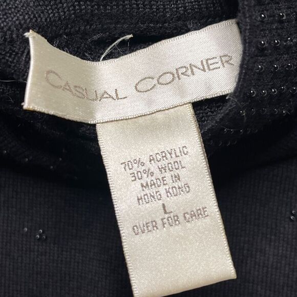 Vintage Style Size Large Retro 50s Black Beaded Wool Blend Sweater Short Sleeve - Picture 7 of 8